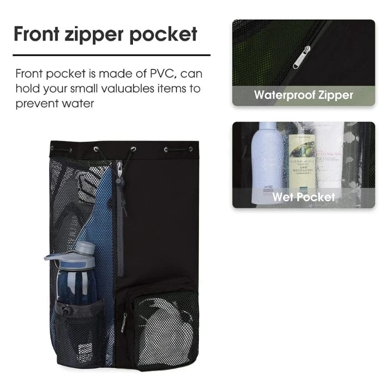 Mesh Bag for snorkel and scuba diving Drawstring Swim Gym Waterproof bag Backpack Separated Waterproof Dry Compartments Bag Swimming bag