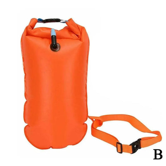 B / China 1pc Inflatable Open Swimming Buoy Tow Float Dry Bag Double Air Bag With Waist Belt For Swimming Water Sport Storage Safety A4H4