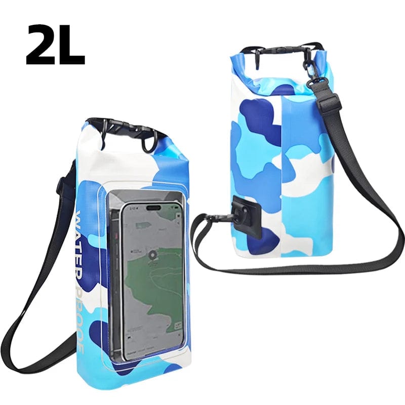 Camo Blue 2L Dry Bag Touch Screen Waterproof Bags