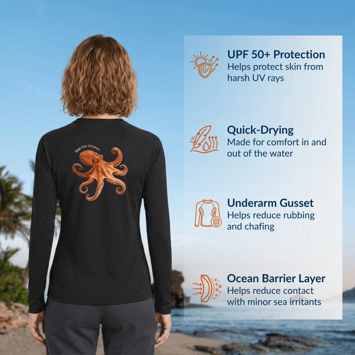 Octopus Long Sleeve Rashguard – UPF 50 Swim Shirt