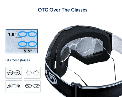 OTG Falcon Ski Goggles for Glasses with UV Protection Anti-fog