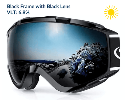 Black Frame Black Lens OTG Falcon Ski Goggles for Glasses with UV Protection Anti-fog