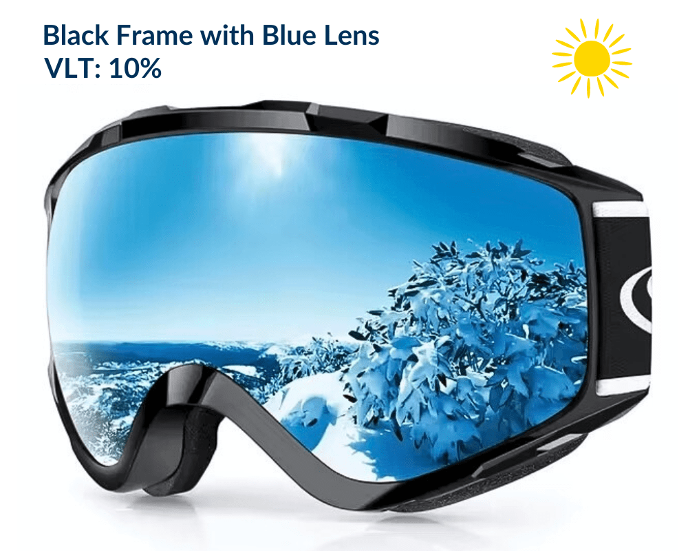 Black Frame Blue Lens OTG Falcon Ski Goggles for Glasses with UV Protection Anti-fog