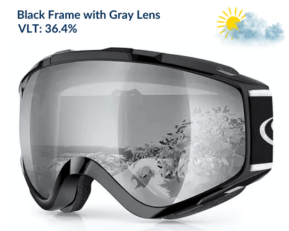 Black Frame Gray Lens OTG Falcon Ski Goggles for Glasses with UV Protection Anti-fog