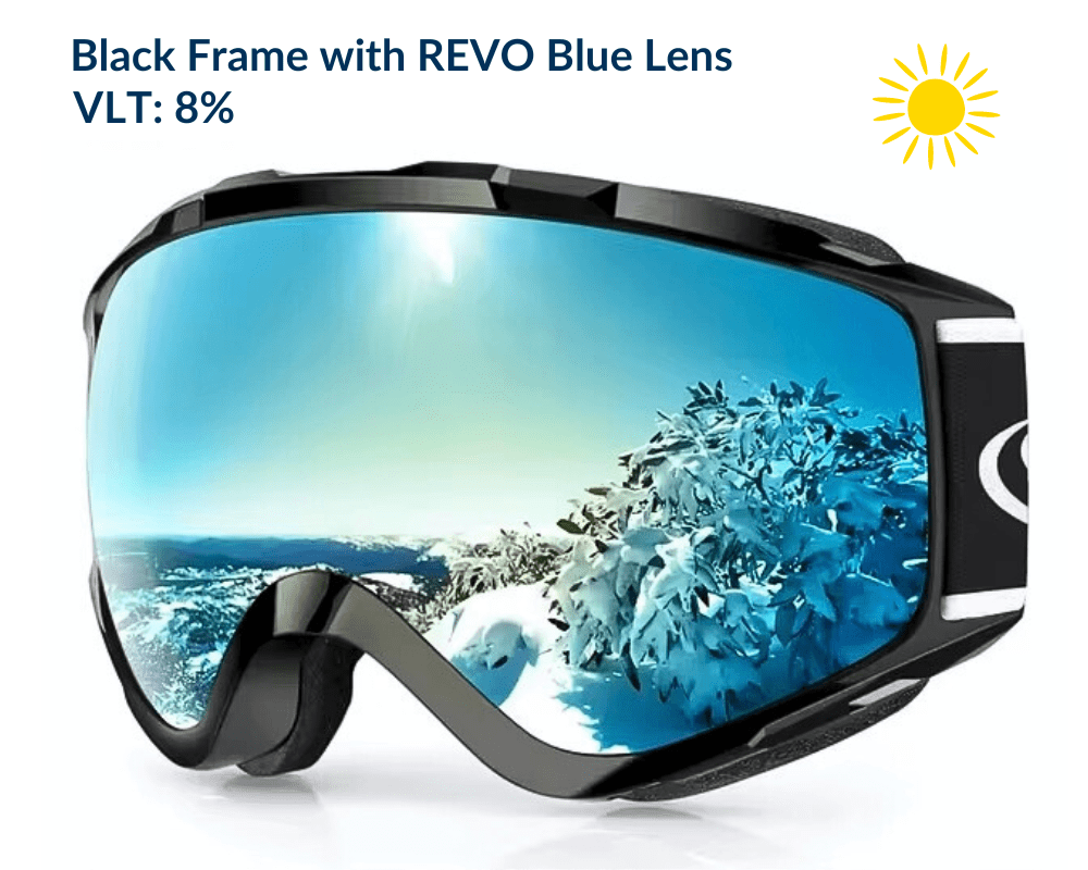 Black Frame Revo Blue Lens OTG Falcon Ski Goggles for Glasses with UV Protection Anti-fog