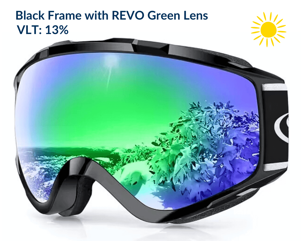 Black Frame Revo Green OTG Falcon Ski Goggles for Glasses with UV Protection Anti-fog