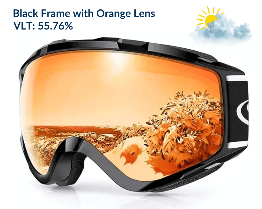 Black Frame REVO Orange Lens OTG Falcon Ski Goggles for Glasses with UV Protection Anti-fog