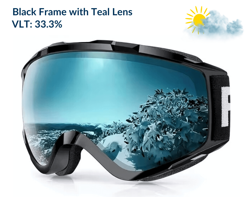 Black Frame Teal Lens OTG Falcon Ski Goggles for Glasses with UV Protection Anti-fog