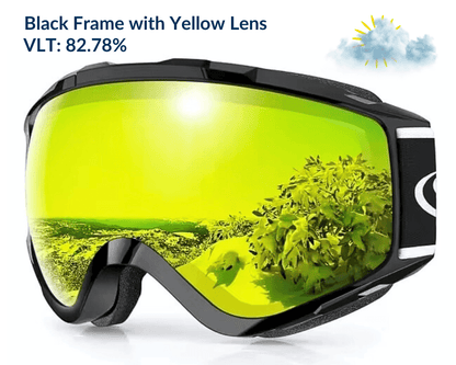 Black Frame Yellow Lens OTG Falcon Ski Goggles for Glasses with UV Protection Anti-fog