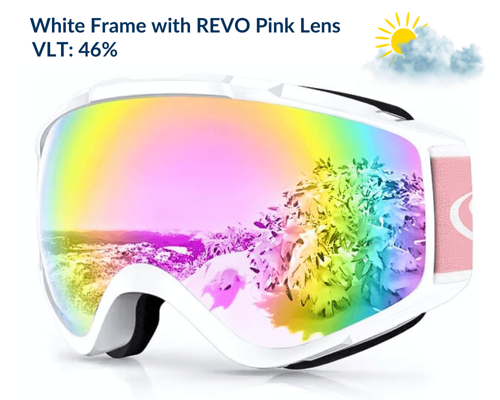 White Frame REVO Pink OTG Falcon Ski Goggles for Glasses with UV Protection Anti-fog