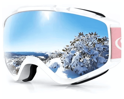 White Frame Silver Lens OTG Falcon Ski Goggles for Glasses with UV Protection Anti-fog