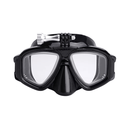 Prescription dive mask + 2.00 Farsighted (Hyperopia) [NEW] Rx Action Prescription Snorkel Mask w/Cam Mount_Large Prescription Snorkel Mask with GoPro Mount | Black | Large face