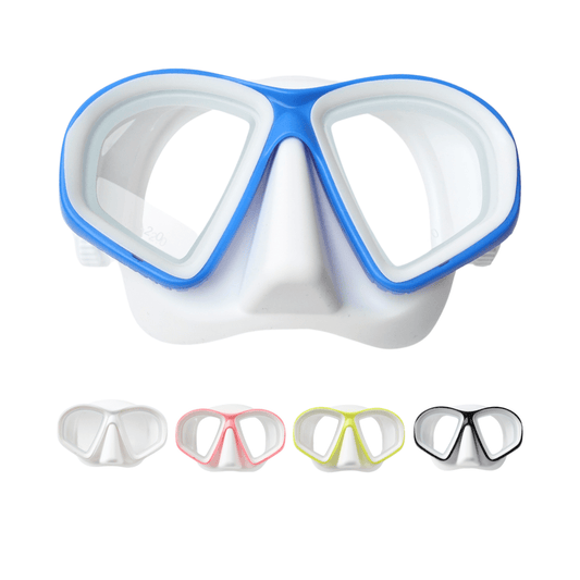 Prescription dive mask Blue/White / -1.5 Left & -1.5 Right NEW RX Rover Nearsighted Prescription Freediving Mask with Snorkel & Case