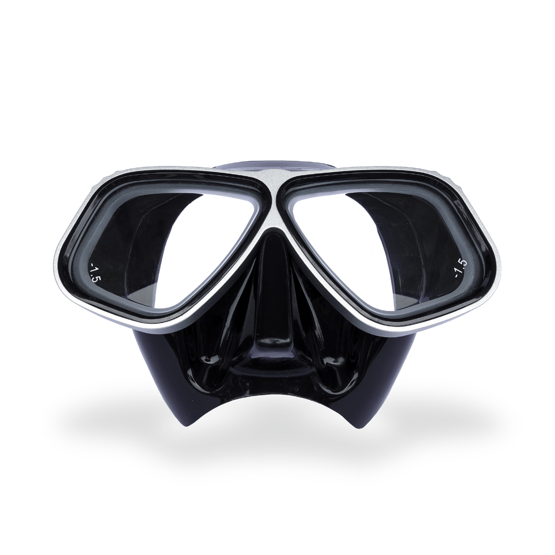 Prescription dive mask Silver on Black RX Lumix Optical Dive Mask - Aluminum RX Lumix Optical Dive Mask - Aluminum