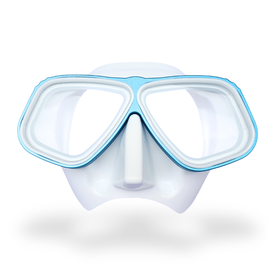 Prescription dive mask Blue/White Aluminum Rx Lumix Prescription Snorkel/Dive Mask - Aluminum - White Rx Lumix Prescription Snorkel/Dive Mask - Aluminum - White