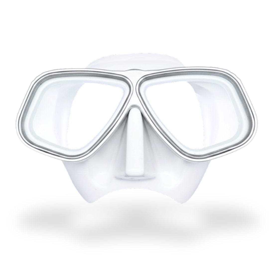 Prescription dive mask Silver/White Rx Lumix Prescription Snorkel/Dive Mask - Aluminum - White Rx Lumix Prescription Snorkel/Dive Mask - Aluminum - White