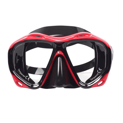 Prescription dive mask +2.00  for both eyes / Red with Black Rx Mako Farsighted Prescription Snorkel/Diving Mask Prescription Dive Mask | Farsighted | Small/Medium Faces | Black
