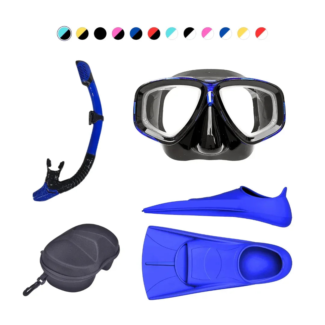 Prescription dive mask Rx Obsidian Nearsighted Prescription Snorkel & Scuba Dive Set Prescription Snorkel Mask | Black | Medium | Diopter -1.00 ~ -9.00