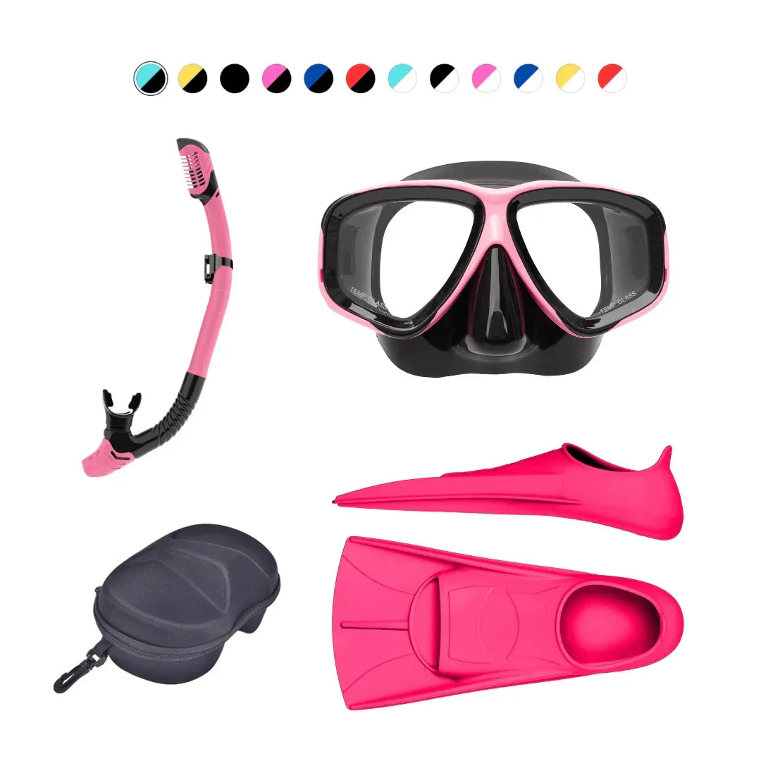 Prescription dive mask Rx Obsidian Nearsighted Prescription Snorkel & Scuba Dive Set Prescription Snorkel Mask | Black | Medium | Diopter -1.00 ~ -9.00