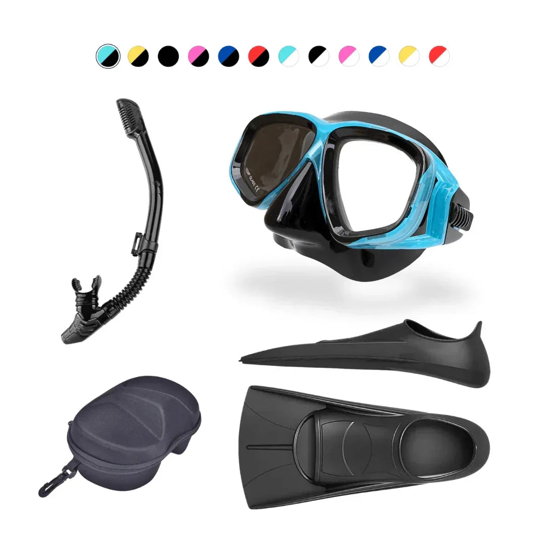 Prescription dive mask Aqua/Black Rx Obsidian Nearsighted Prescription Snorkel & Scuba Dive Set Prescription Snorkel Mask | Black | Medium | Diopter -1.00 ~ -9.00