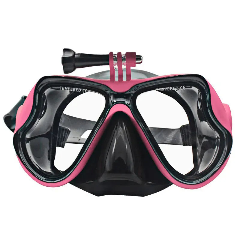 Rx_Titan_Prescription_Snorkel_Scuba_Diving_Corrective_Mask_in_Pink/Black with Action camera mount