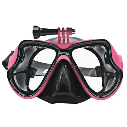 Rx_Titan_Prescription_Snorkel_Scuba_Diving_Corrective_Mask_in_Pink/Black with Action camera mount