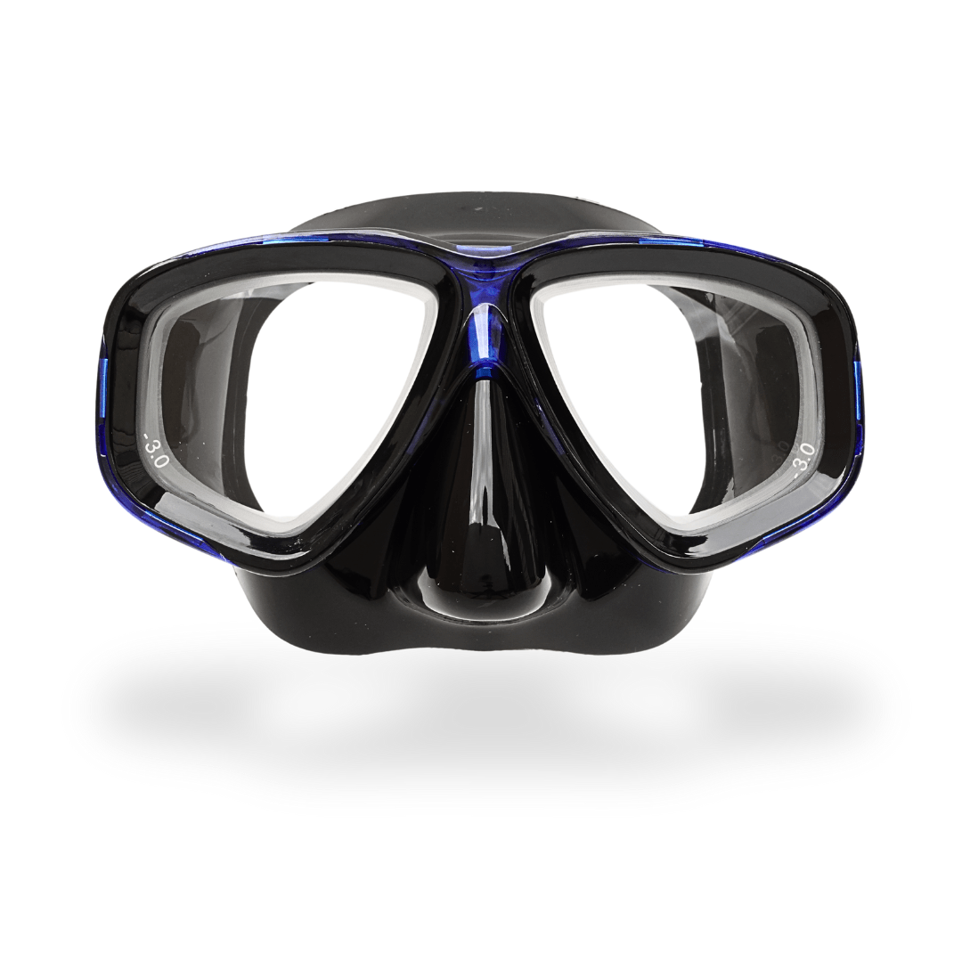 Prescription mask and snorkel set Blue with Black RX Obsidian Prescription Snorkel/Dive Mask Prescription Snorkel Mask | Black | Medium | Diopter -1.50 ~ -8.00