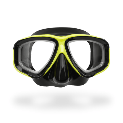 Prescription mask and snorkel set Yellow with Black RX Obsidian Prescription Snorkel/Dive Mask Prescription Snorkel Mask | Black | Medium | Diopter -1.50 ~ -8.00