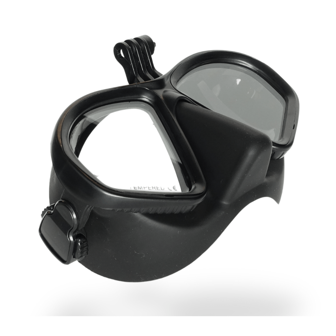 prescription snorkelling mask All Black RX Rover Nearsighted Prescription Dive Mask w/Cam Mount Prescription Dive Mask | Black | Small | Corrective Lenses -1.50 ~ -6.00 | Go Pro Mount