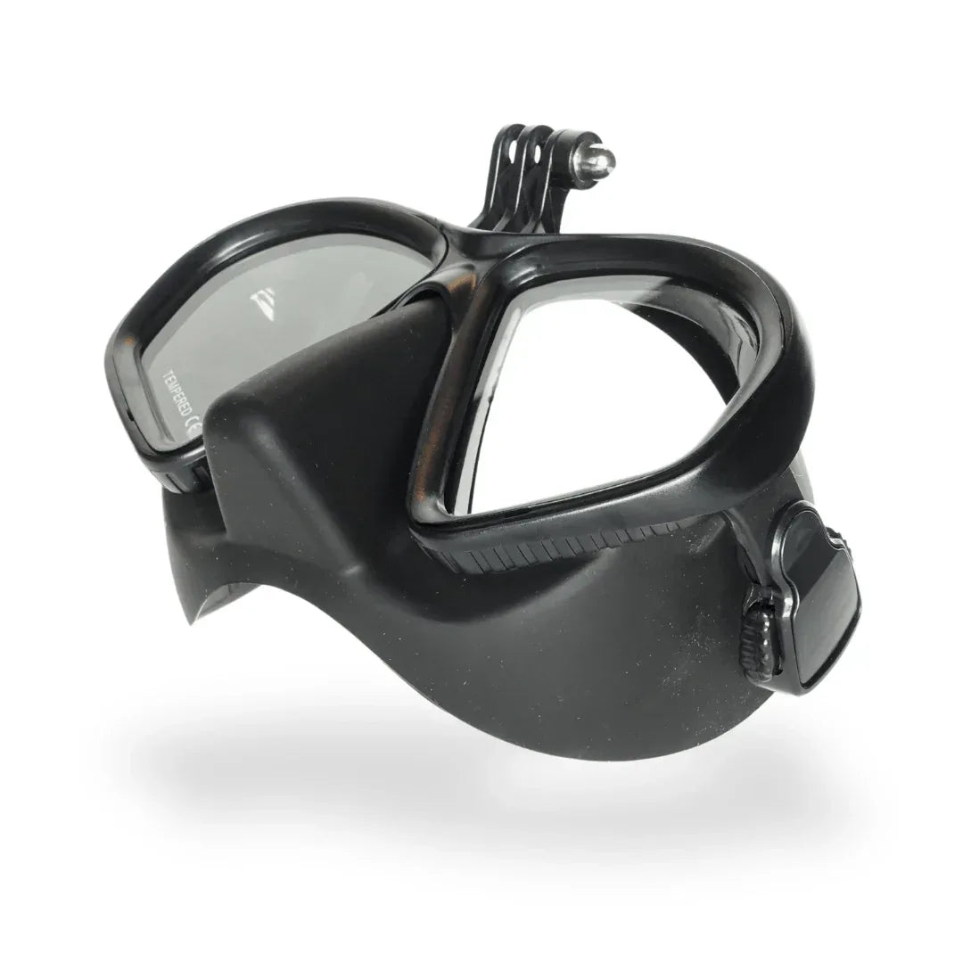 prescription snorkelling mask All Black RX Rover Nearsighted Prescription Dive Mask w/Cam Mount Prescription Dive Mask | Black | Small | Corrective Lenses -1.50 ~ -6.00 | Go Pro Mount
