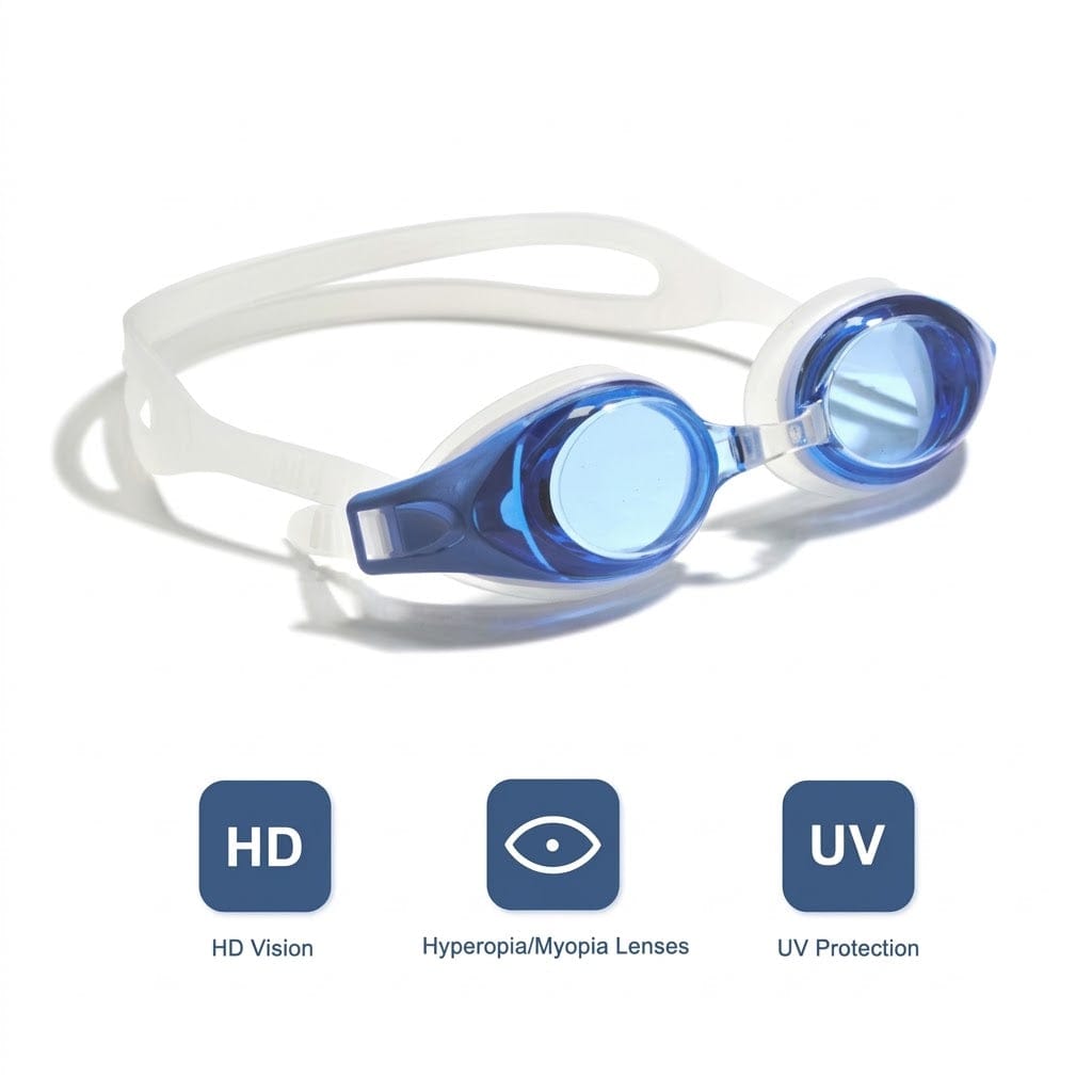 Prescription swimming goggles Blue/White Rx Optical Prescription Swim Goggles with Anti-fog & UV protection Rx Optical Prescription Swim Goggles with Anti-fog & UV protection