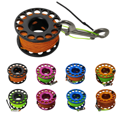 Spool reel cave line XViz Aluminum Finger Reel Ascent Line Scuba Diving Spool 30M XViz Aluminum Finger Reel Ascent Line Scuba Diving Spool 30M