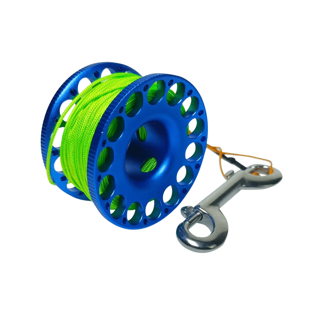 Spool reel cave line Blue/Green Line XViz Aluminum Finger Reel Ascent Line Scuba Diving Spool 30M XViz Aluminum Finger Reel Ascent Line Scuba Diving Spool 30M