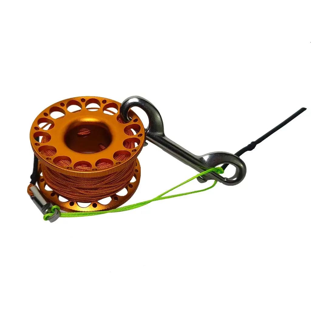 Spool reel cave line Gold/Orange Line XViz Aluminum Finger Reel Ascent Line Scuba Diving Spool 30M XViz Aluminum Finger Reel Ascent Line Scuba Diving Spool 30M