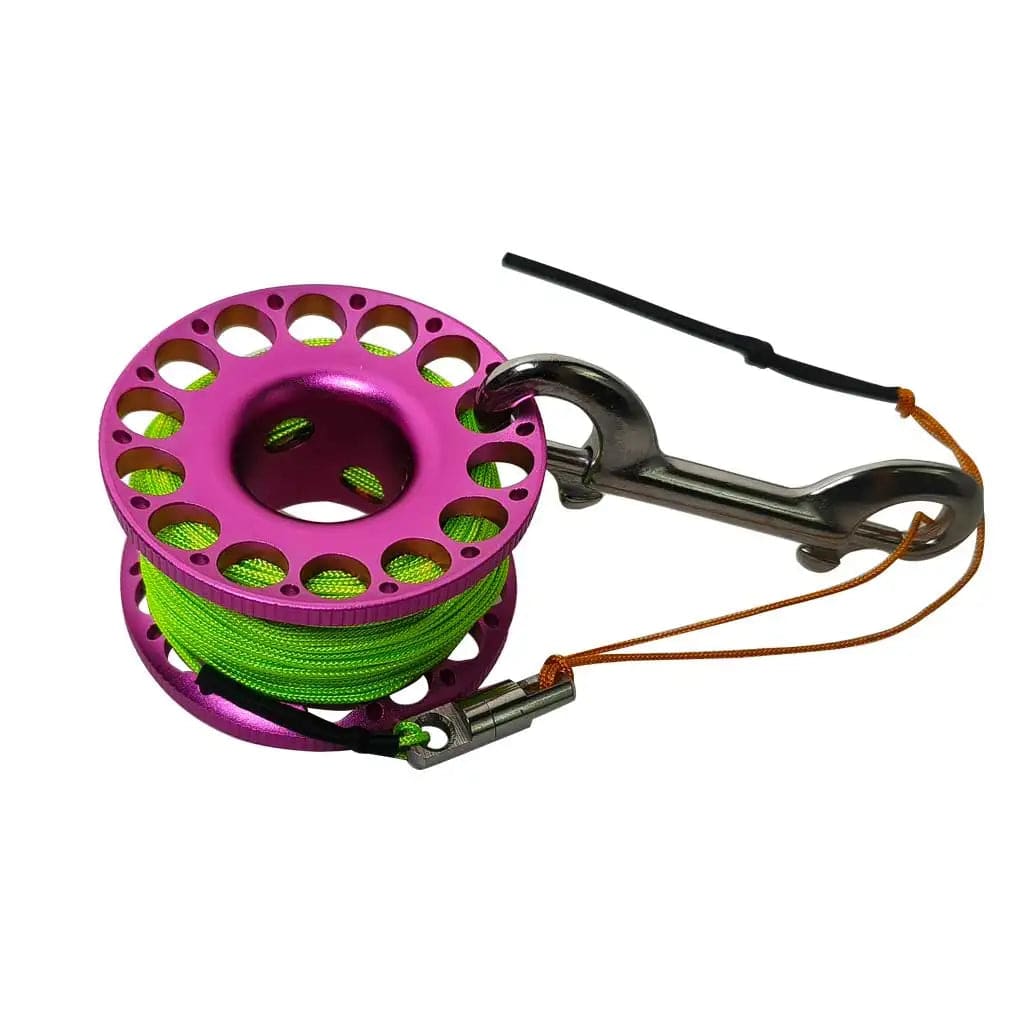 Spool reel cave line Purple/Green Line XViz Aluminum Finger Reel Ascent Line Scuba Diving Spool 30M XViz Aluminum Finger Reel Ascent Line Scuba Diving Spool 30M