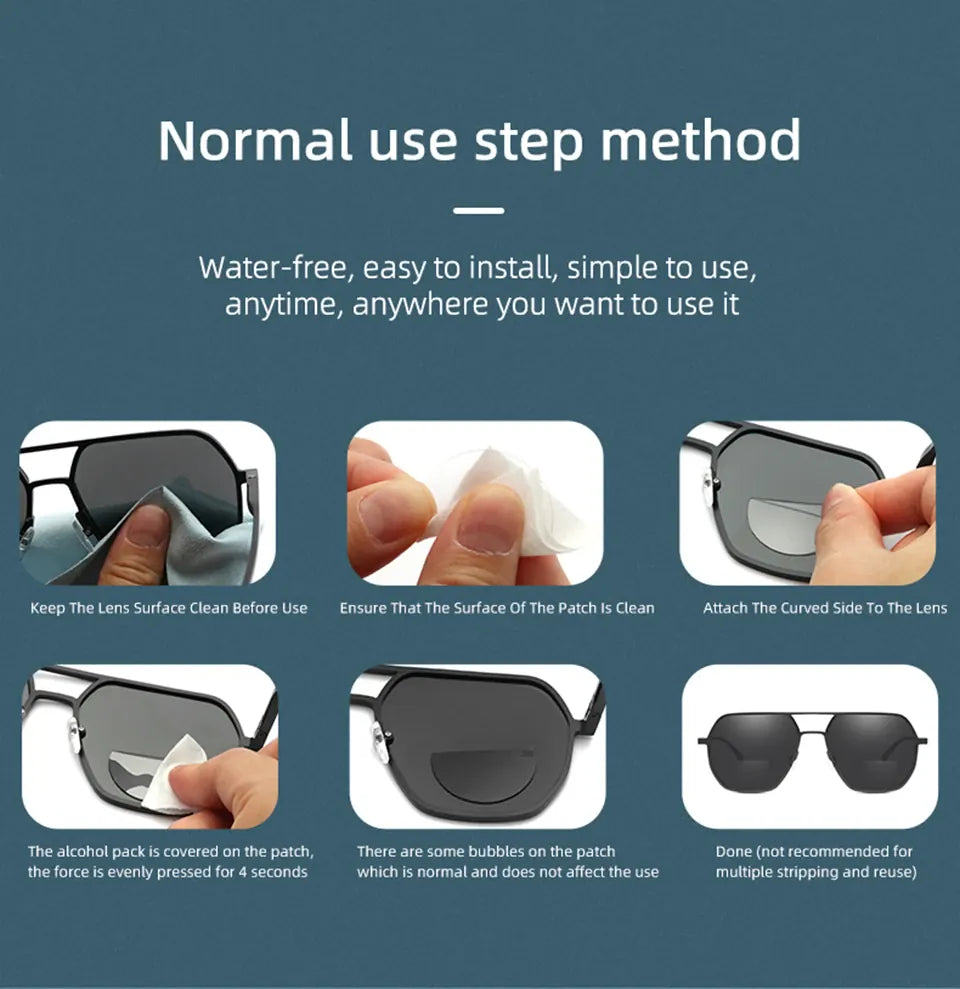 Stick-on Presbyopic Magnification Lenses Reusable Bifocal ADD +1.00 TO +6.00 Stick-on Presbyopic Magnification Lenses Reusable Bifocal ADD +1.00 TO +6.00