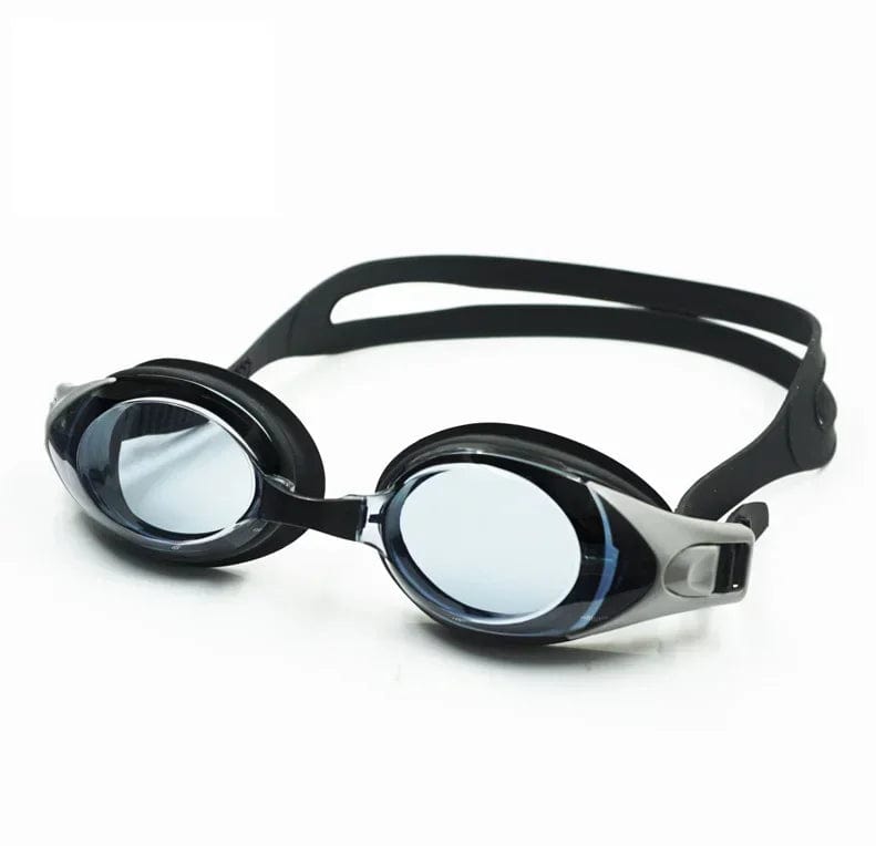 Black flat Mirror Swimming Goggles Farsighted