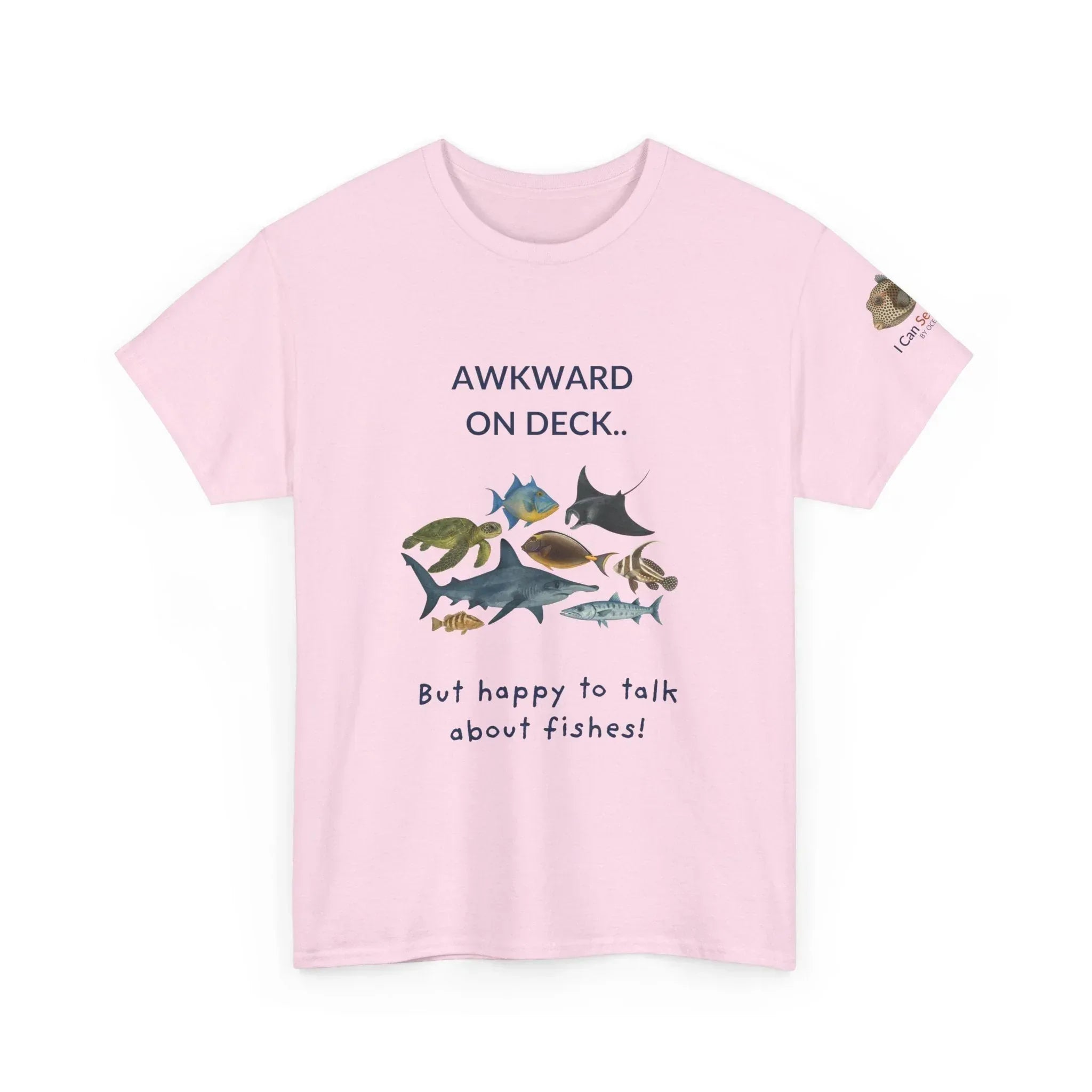T-Shirt Light Pink / S Awkward on Deck but Happy to Talk About Fishies T-Shirt - Funny Snorkel & Dive Tee for Ocean Lovers Awkward on Deck but Happy to Talk About Fishies T-Shirt - Funny Snorkel & Dive Tee for Ocean Lovers