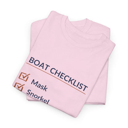T-Shirt Boat Checklist T-Shirt: Mask, Snorkel, Fins & Excuses Tee for Ocean Lovers Boat Checklist T-Shirt: Mask, Snorkel, Fins & Excuses Tee for Ocean Lovers