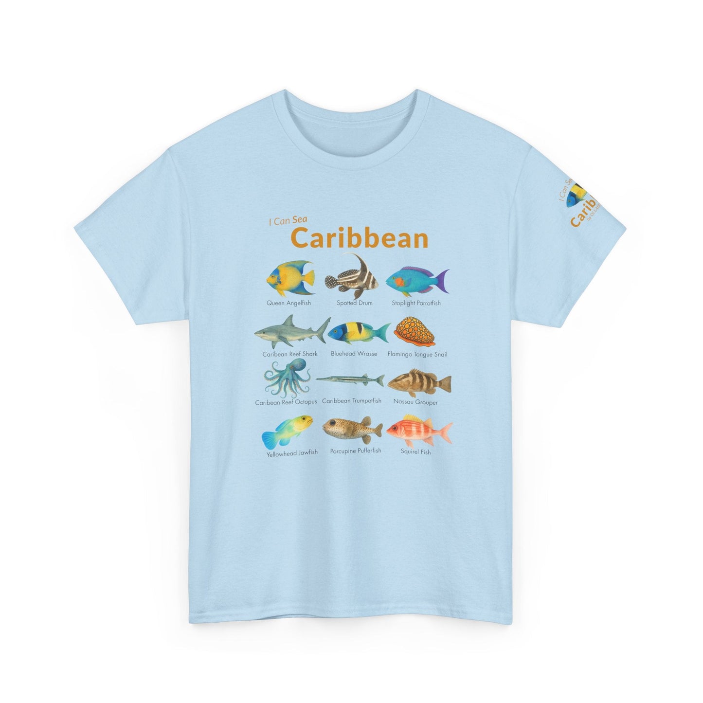 T-Shirt Light Blue / S Caribbean Reef Fish Field Guide Tee - Watercolor Snorkel & Dive ID Shirt Caribbean Reef Fish Field Guide Tee - Watercolor Snorkel & Dive ID Shirt