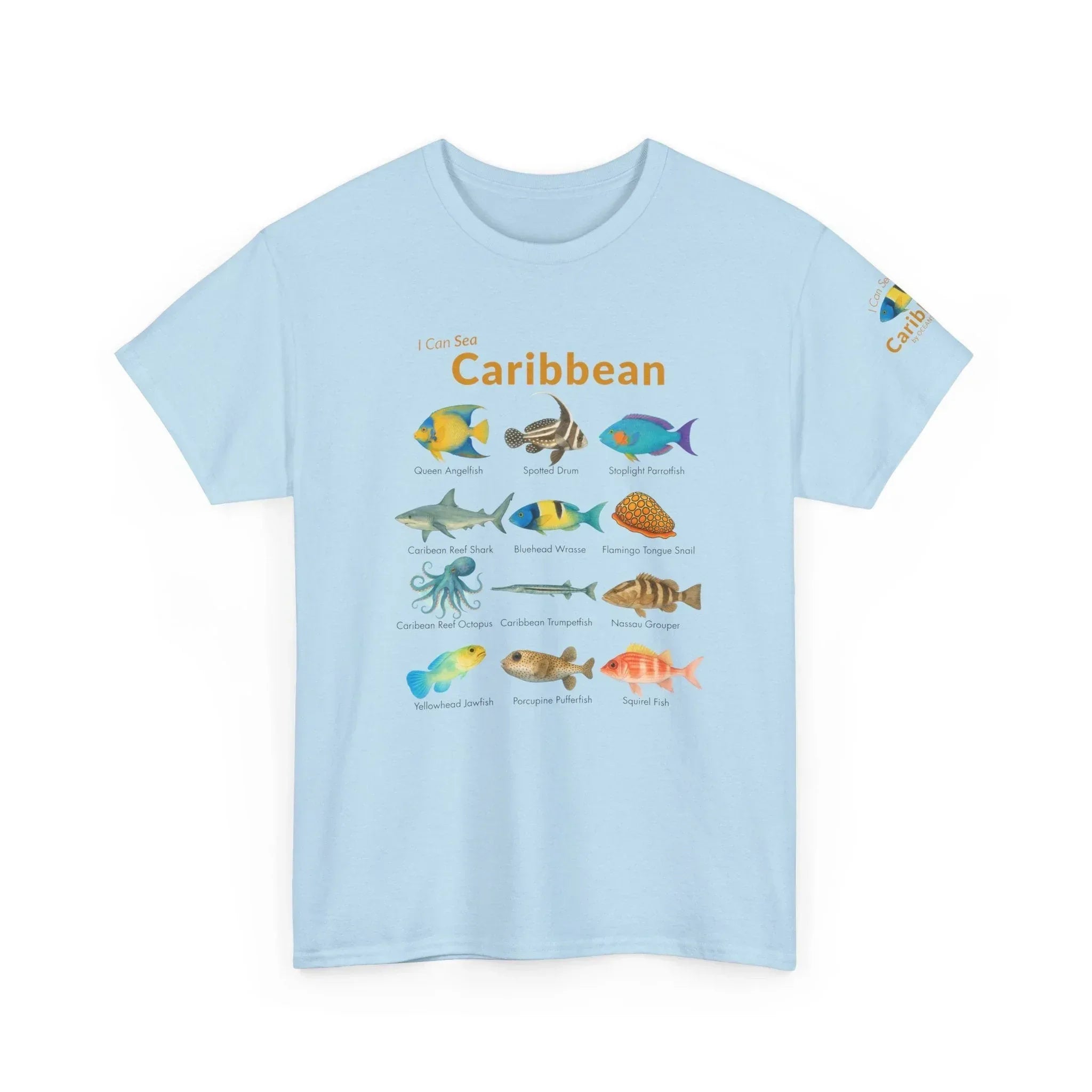 T-Shirt Light Blue / S Caribbean Reef Fish Field Guide Tee - Watercolor Snorkel & Dive ID Shirt Caribbean Reef Fish Field Guide Tee - Watercolor Snorkel & Dive ID Shirt