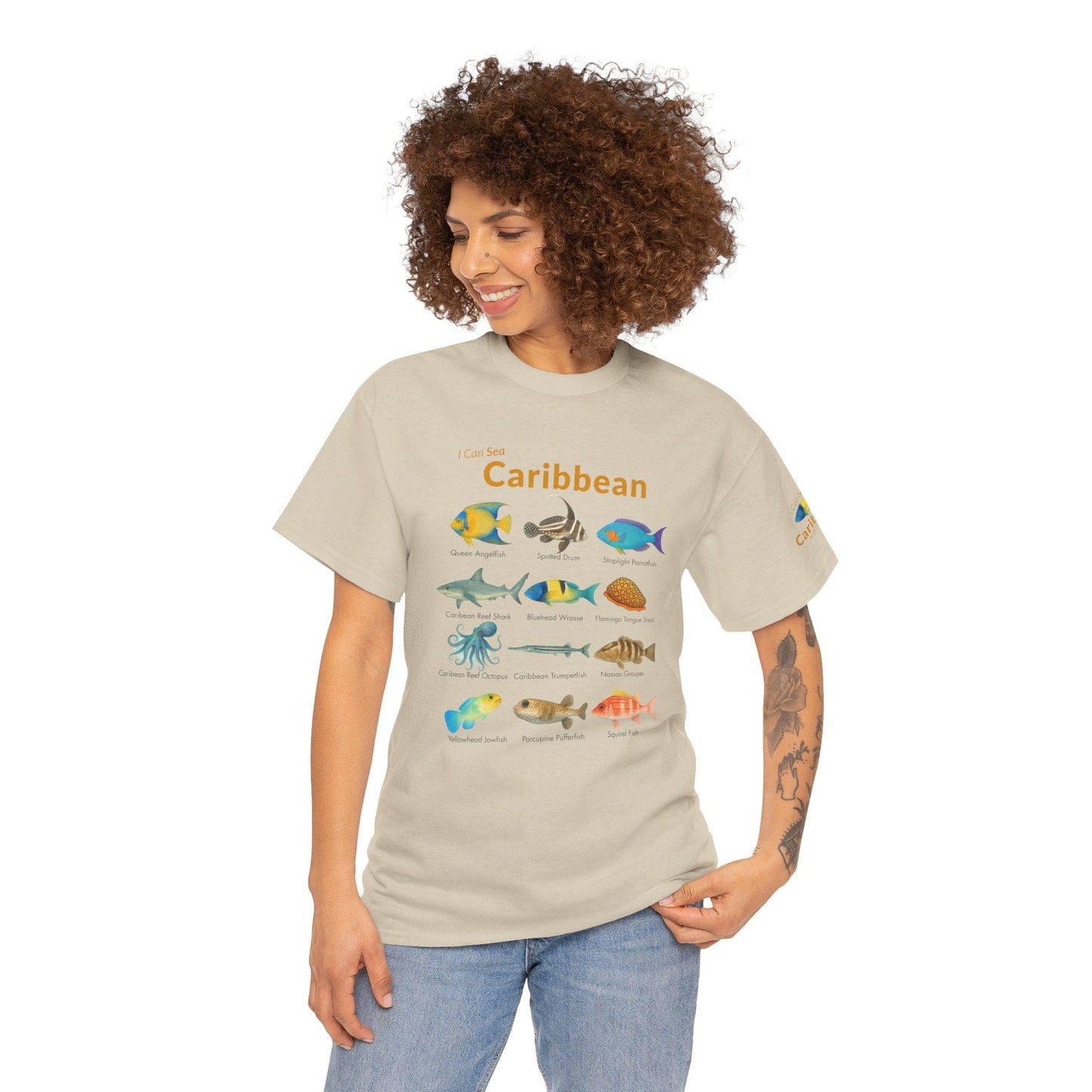 T-Shirt Sand / S Caribbean Reef Fish Field Guide Tee - Watercolor Snorkel & Dive ID Shirt Caribbean Reef Fish Field Guide Tee - Watercolor Snorkel & Dive ID Shirt