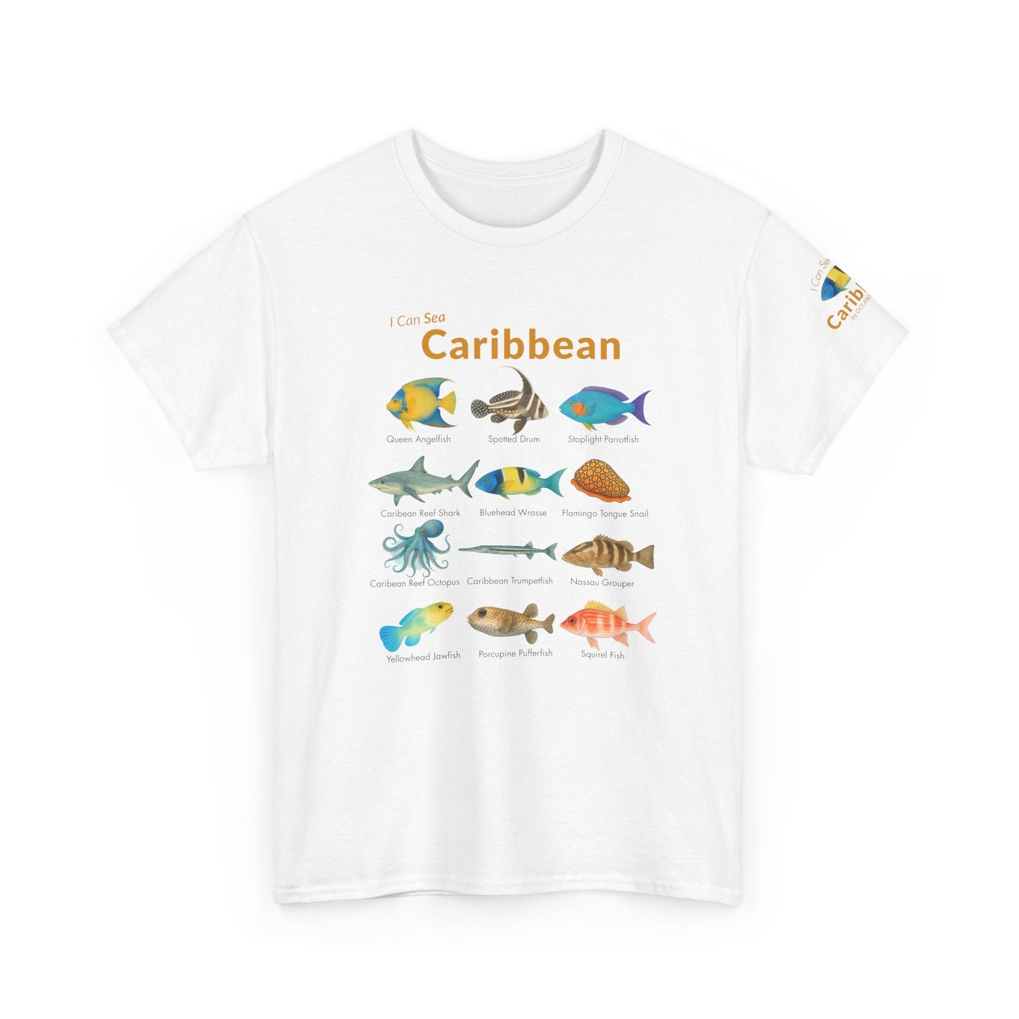 T-Shirt White / S Caribbean Reef Fish Field Guide Tee - Watercolor Snorkel & Dive ID Shirt Caribbean Reef Fish Field Guide Tee - Watercolor Snorkel & Dive ID Shirt