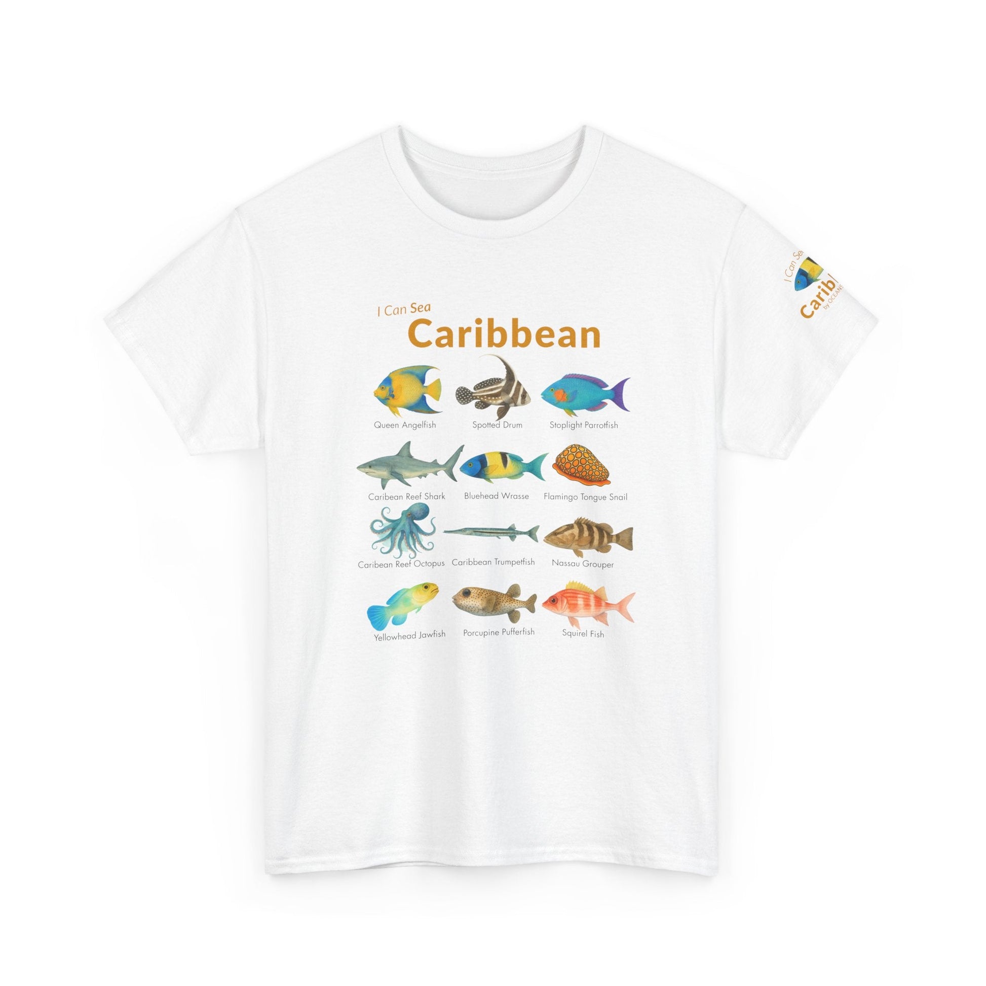 T-Shirt White / S Caribbean Reef Fish Field Guide Tee - Watercolor Snorkel & Dive ID Shirt Caribbean Reef Fish Field Guide Tee - Watercolor Snorkel & Dive ID Shirt