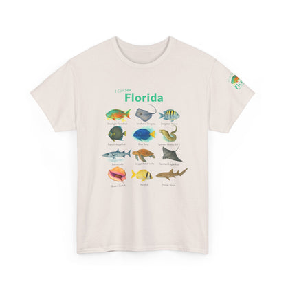 T-Shirt Ice Gray / S Florida Reef Fish ID Tee - Watercolor Fish Field Guide Shirt Florida Reef Fish ID Tee - Watercolor Fish Field Guide Shirt