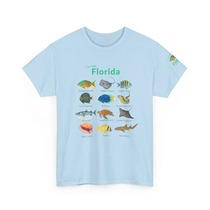 T-Shirt Light Blue / S Florida Reef Fish ID Tee - Watercolor Fish Field Guide Shirt Florida Reef Fish ID Tee - Watercolor Fish Field Guide Shirt