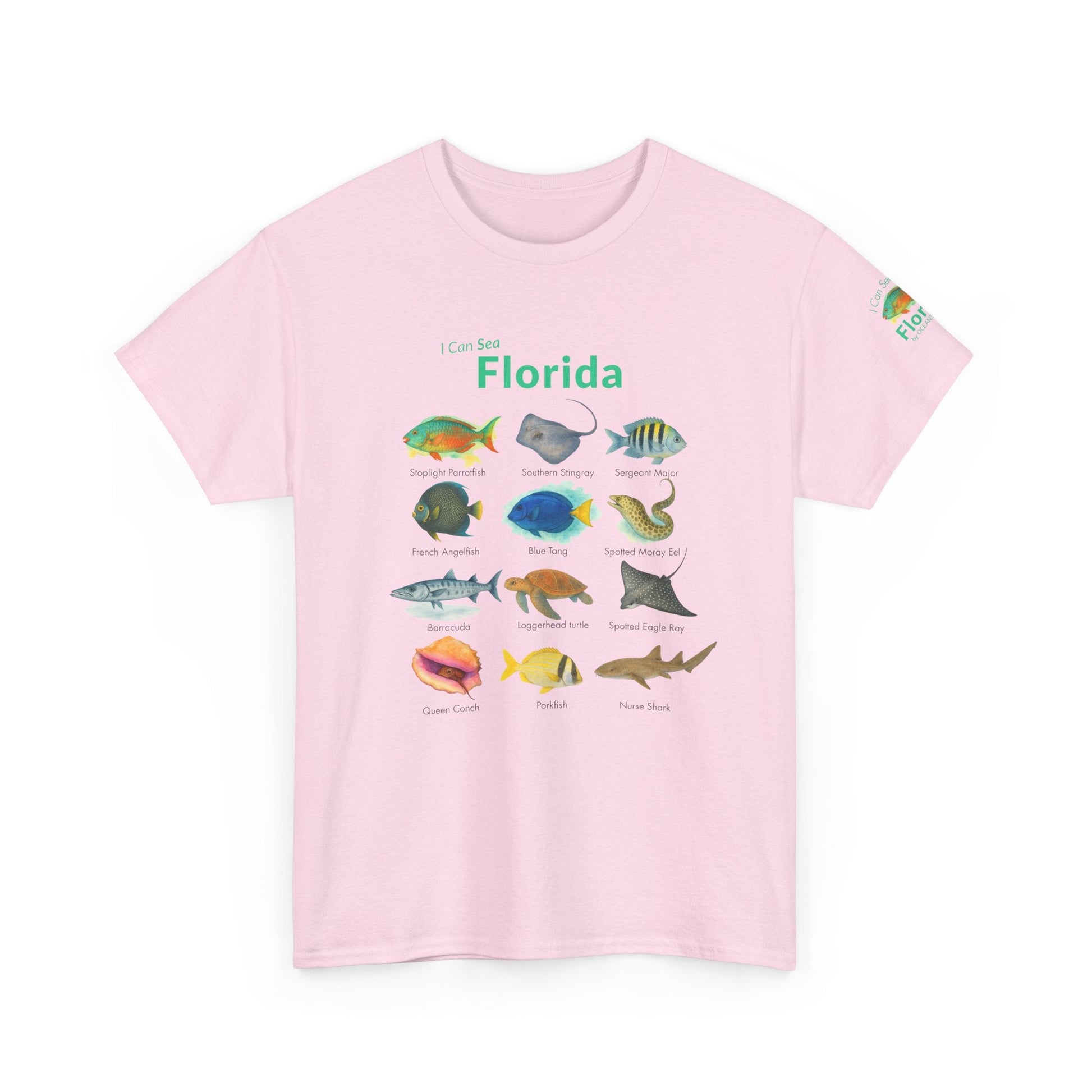 T-Shirt Light Pink / S Florida Reef Fish ID Tee - Watercolor Fish Field Guide Shirt Florida Reef Fish ID Tee - Watercolor Fish Field Guide Shirt