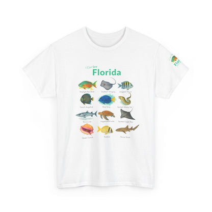 T-Shirt White / S Florida Reef Fish ID Tee - Watercolor Fish Field Guide Shirt Florida Reef Fish ID Tee - Watercolor Fish Field Guide Shirt