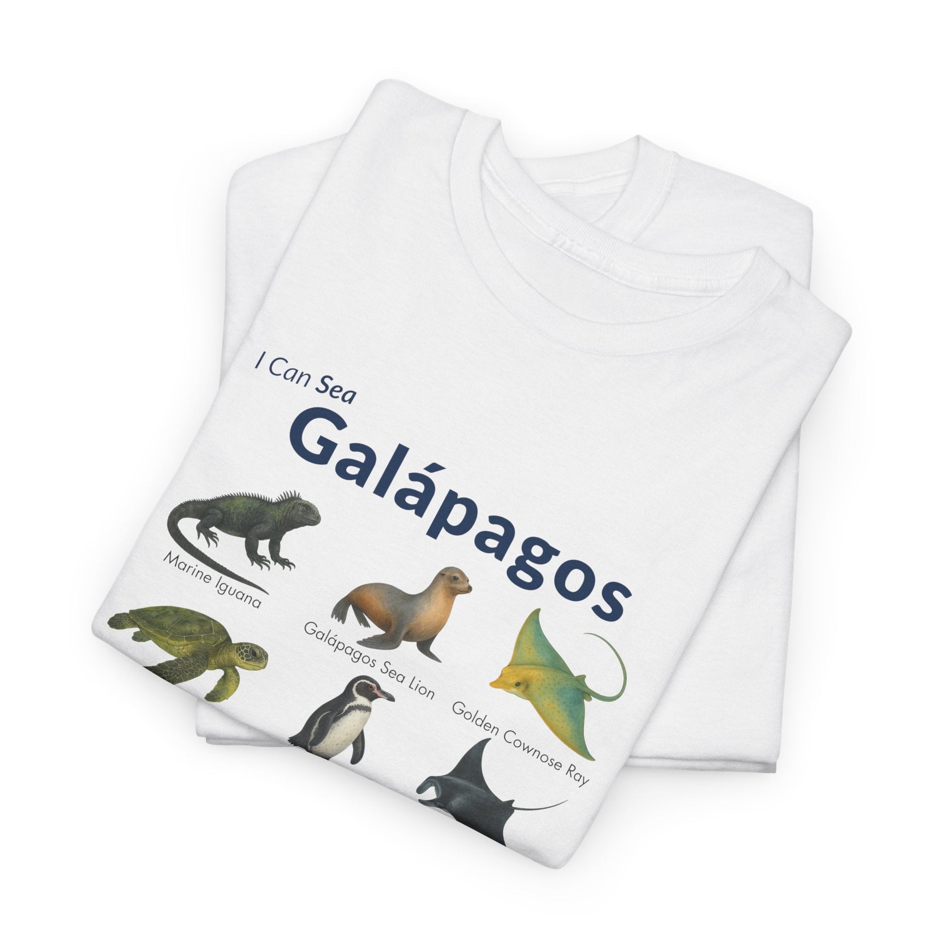 T-Shirt Galápagos Wildlife Field Guide Tee - "I Can Sea" Watercolor Marine ID Shirt Galápagos Wildlife Field Guide Tee - "I Can Sea" Watercolor Marine ID Shirt