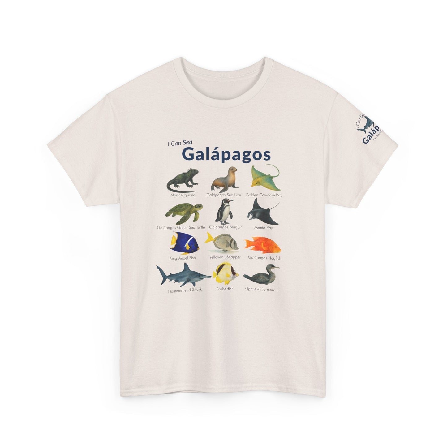 T-Shirt Ice Gray / S Galápagos Wildlife Field Guide Tee - "I Can Sea" Watercolor Marine ID Shirt Galápagos Wildlife Field Guide Tee - "I Can Sea" Watercolor Marine ID Shirt